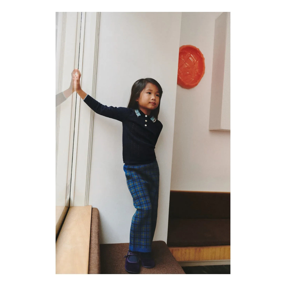 FUB - Merino Wool Check Felt Pants | Blue