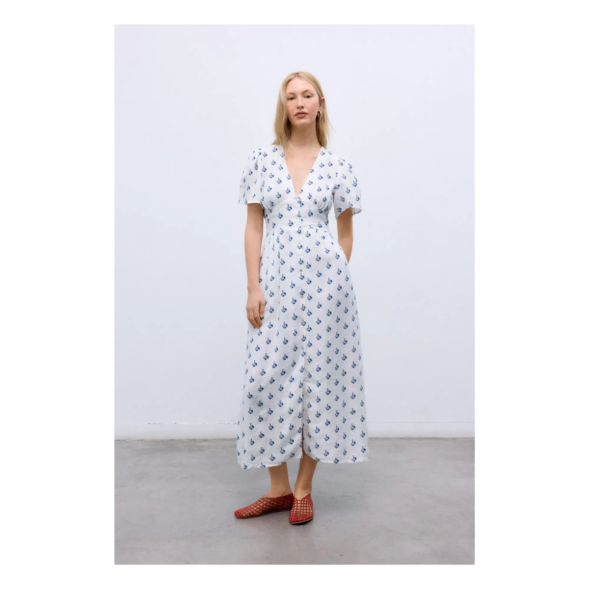 the new society - Melissa Linen Dress | White