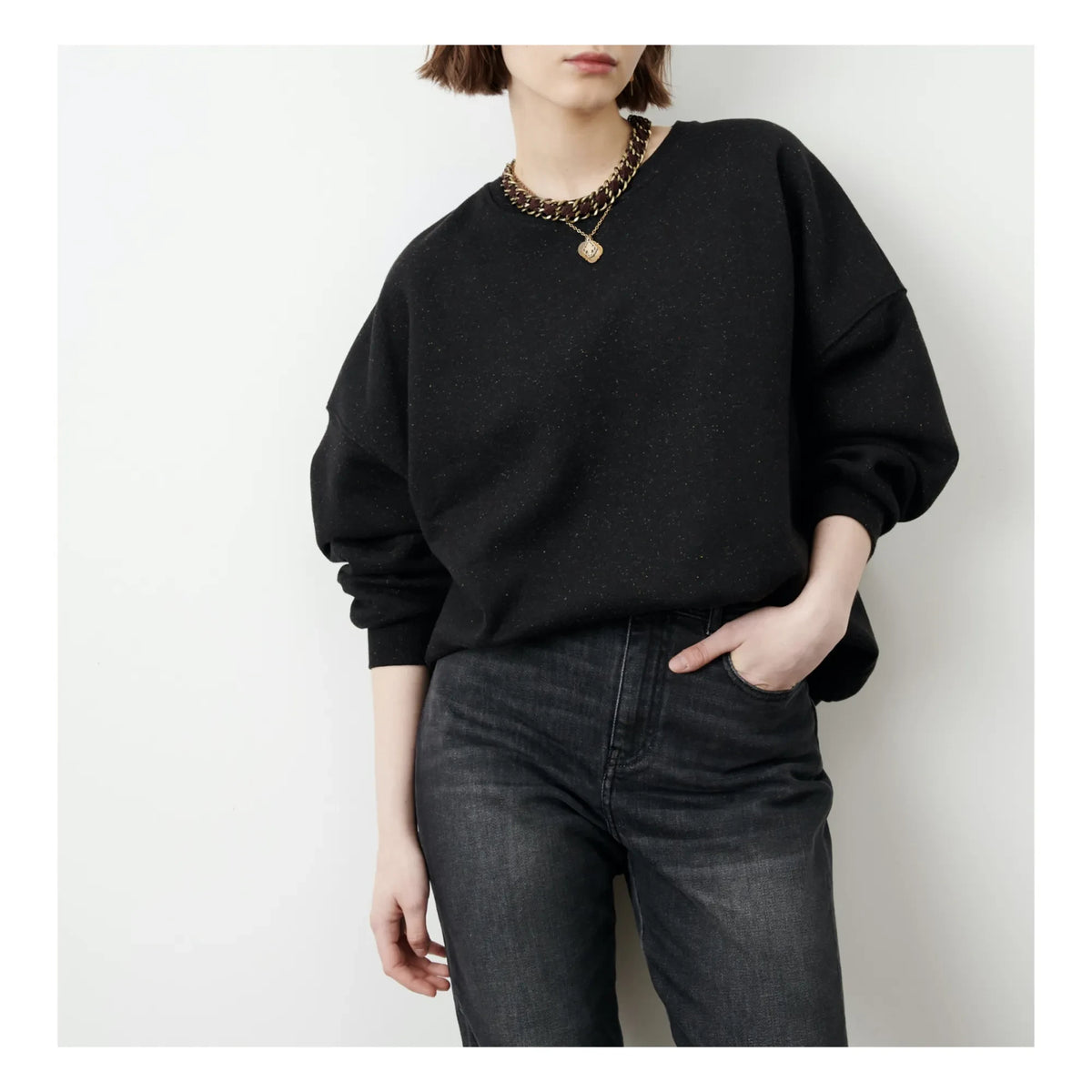 Sessùn - Chebbi Dotted Cotton Sweatshirt | Black