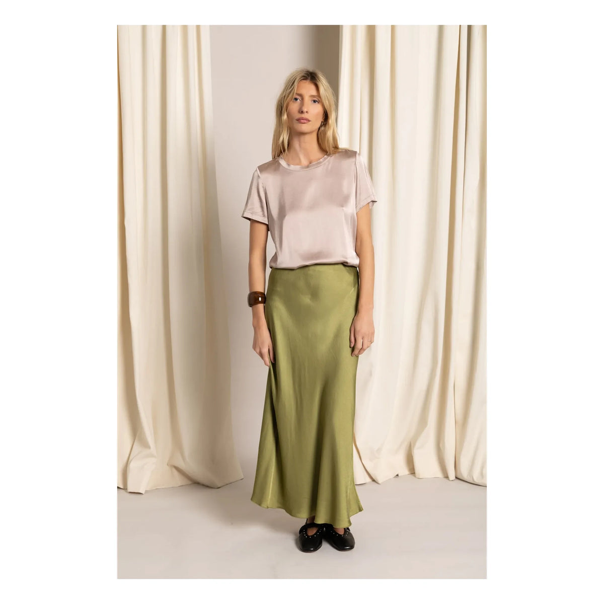 Smallable Woman - Satin Anta Skirt | Anise Green