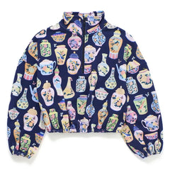 Maison Mangostan - Porcelain Zip-Up Sweatshirt | Dark Blue