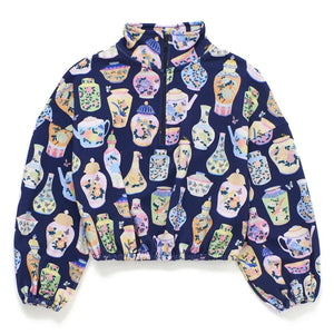Maison Mangostan - Porcelain Zip-Up Sweatshirt | Dark Blue