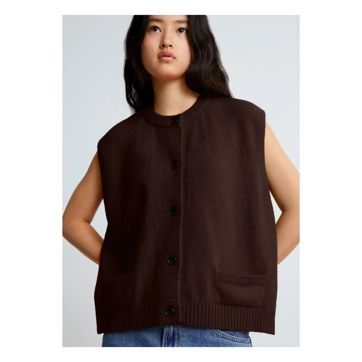 Surprise Paris - Margaux Sleeveless Merino Wool and Cashmere Vest | Chocolate