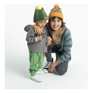 Piupiuchick - Organic Cotton Terry Textured Striped Jogger Trousers | Green