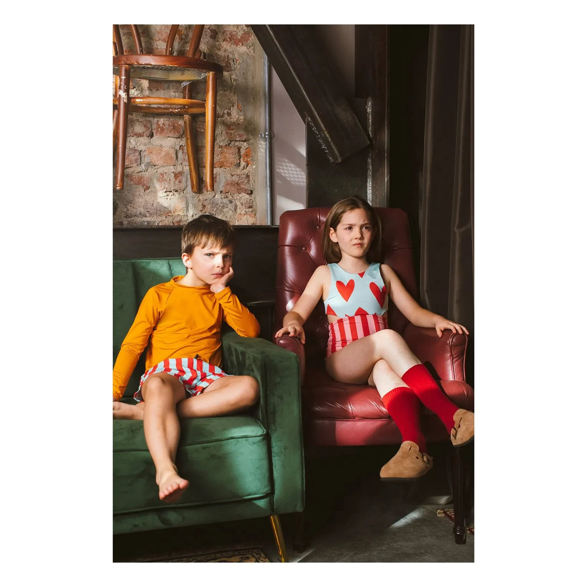 Pepita & Me - Striped Swim Shorts | Red