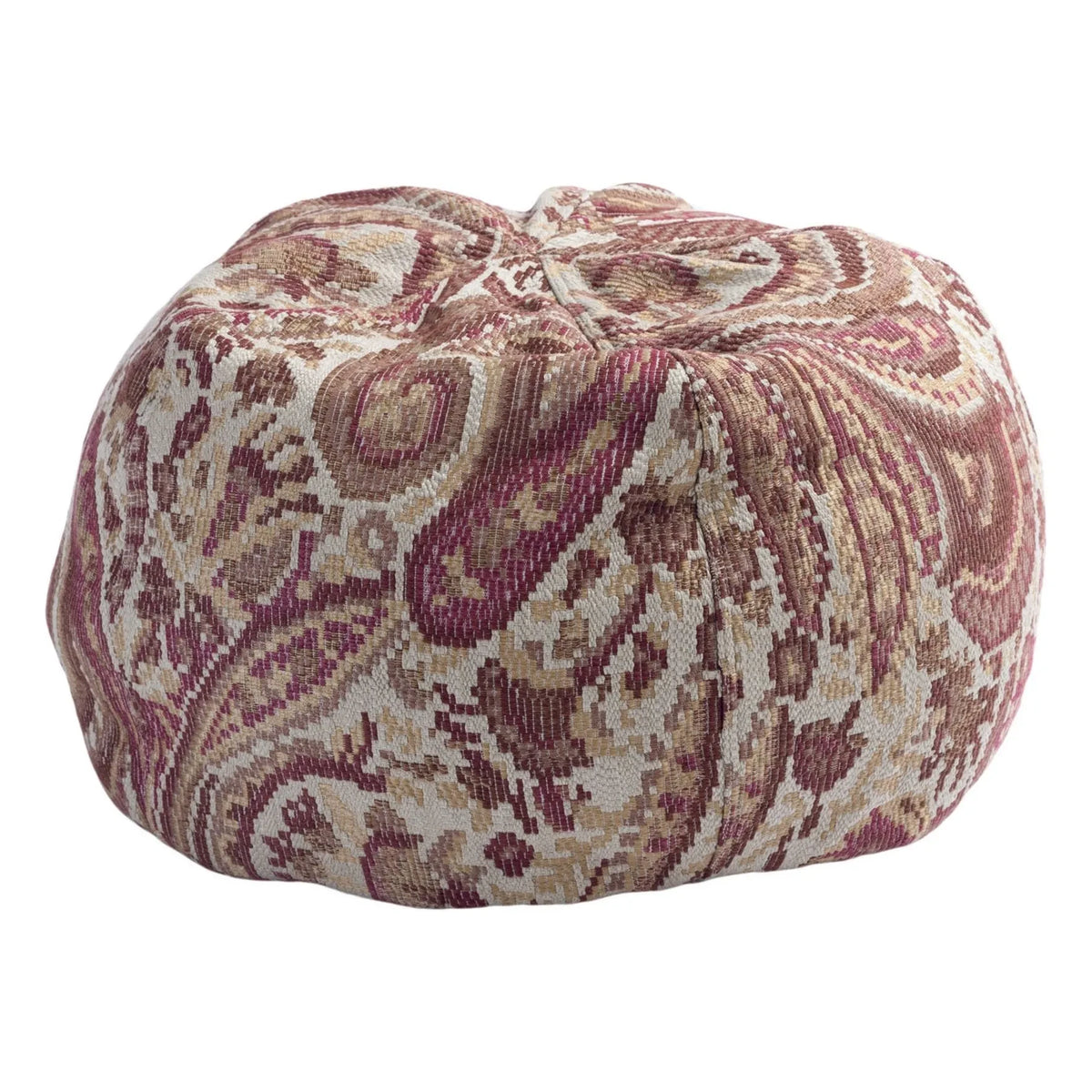 Maison de Vacances - Bully Jacquard Paisley Indoor and Outdoor Pouf | Pink