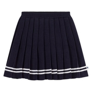 Petit Bateau - Organic Cotton Pleated Skirt | Navy
