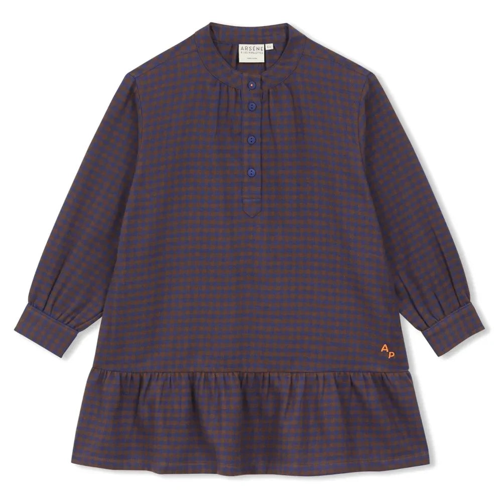 Arsène et Les Pipelettes - Organic Cotton Vichy Dress | Brown