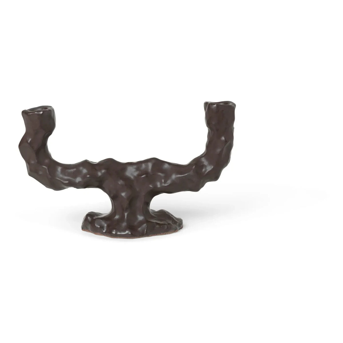Ferm Living - Dito Stoneware Double Candle Holder | Brown