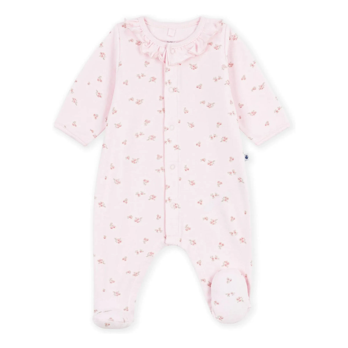 Petit Bateau - Floral Velour Cotton Organic Pajamas | Light Pink