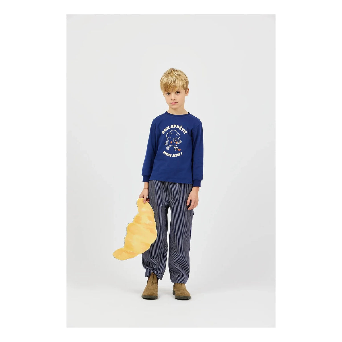 Arsène et Les Pipelettes - "Bon Appétit, My Friend" Organic Cotton T-Shirt | Navy