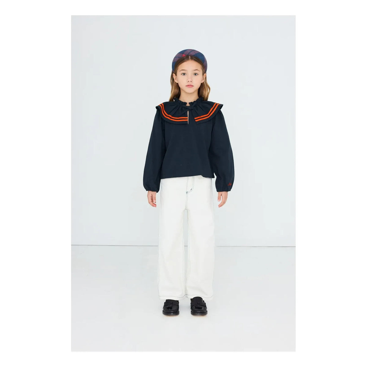 Tinycottons - Striped Collar Blouse | Dark Blue