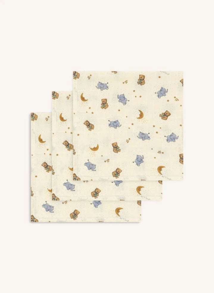 Konges Sløjd - Cucciolo Organic Cotton Baby Muslin Cloths - Set of 3