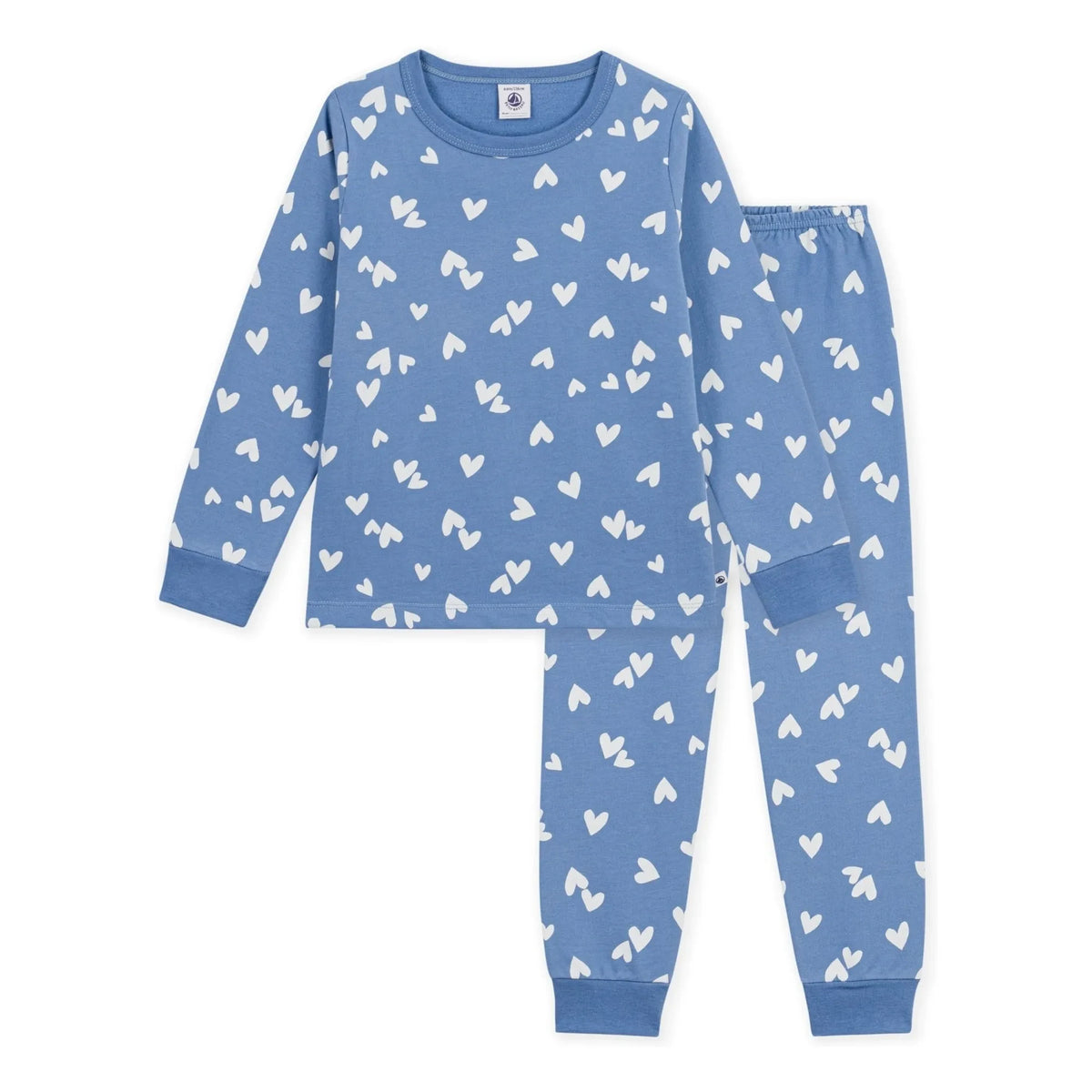 Petit Bateau - Organic cotton fleece heart pajamas | Blue