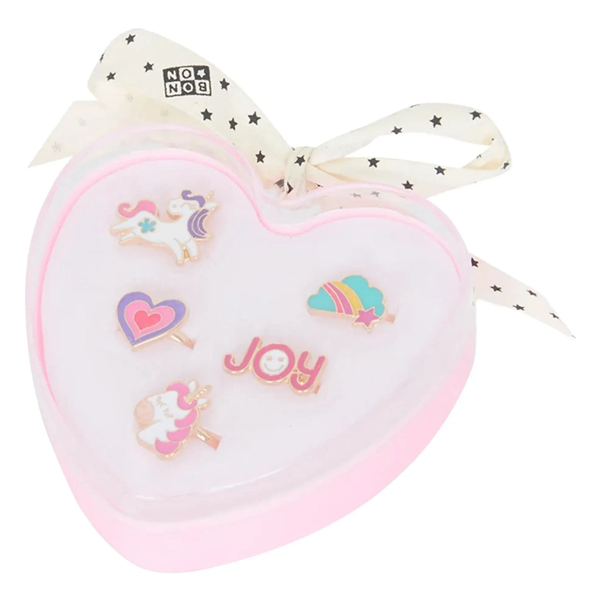 Bonton - Set of 5 Heart Rings | Lilac