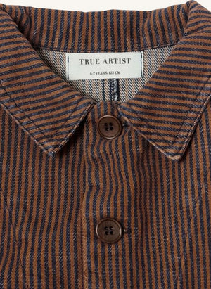 True Artist - N°5 Striped Denim Organic Cotton Jacket | Dark Blue