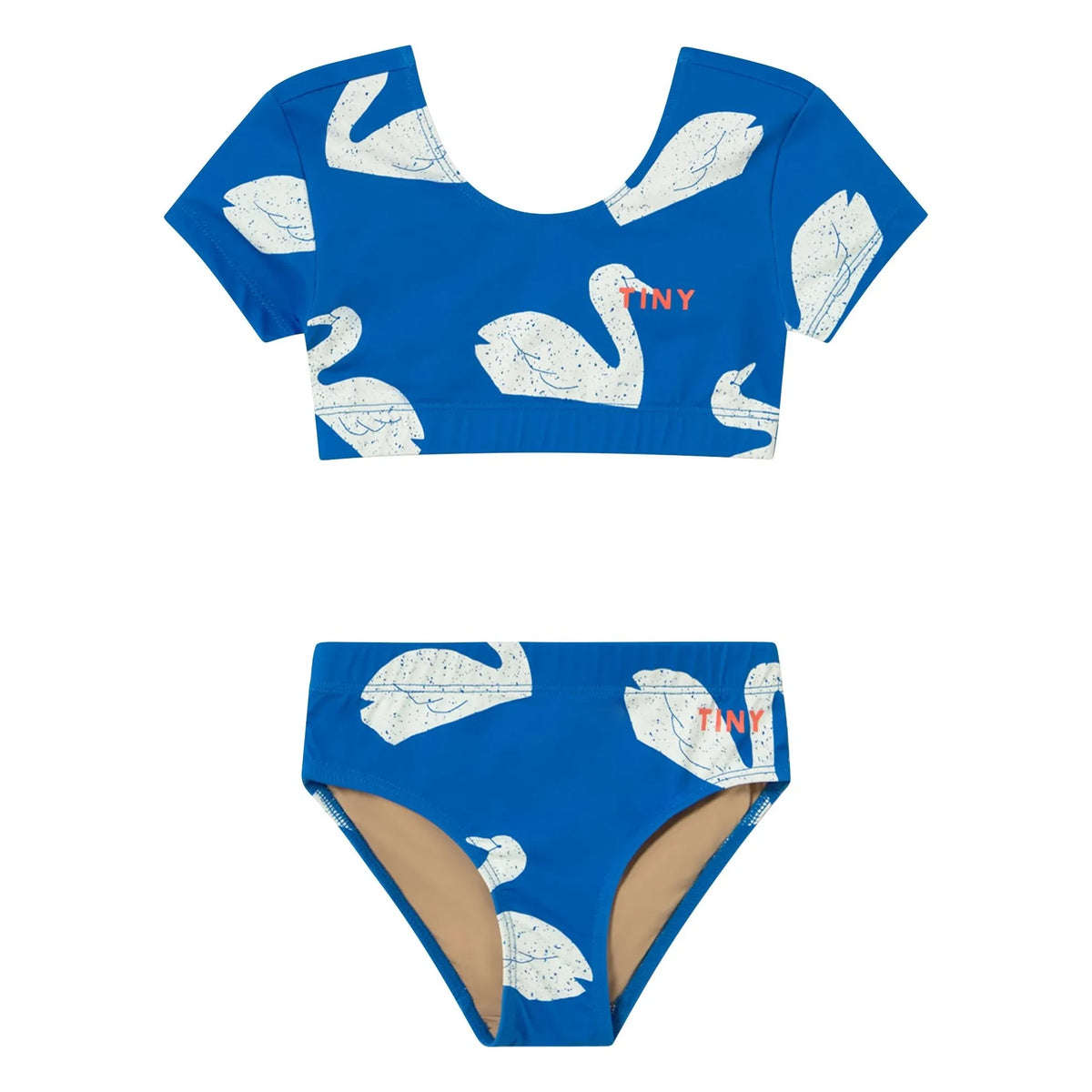 Tinycottons - Short Sleeve Swimsuit Swans | Blue