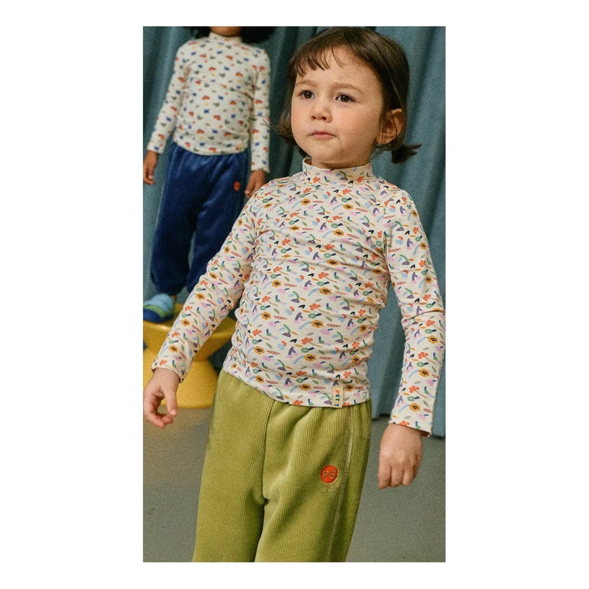 Petit Stella - Pima Cotton and Modal Floral Print Turtleneck | Cream