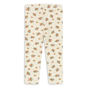 Konges Sløjd - Minnie Floral Pointelle Leggings, Organic Cotton | Ecru