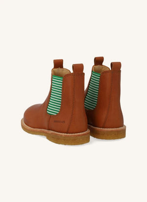 Angulus - Striped Chelsea Boot Laces | Cognac