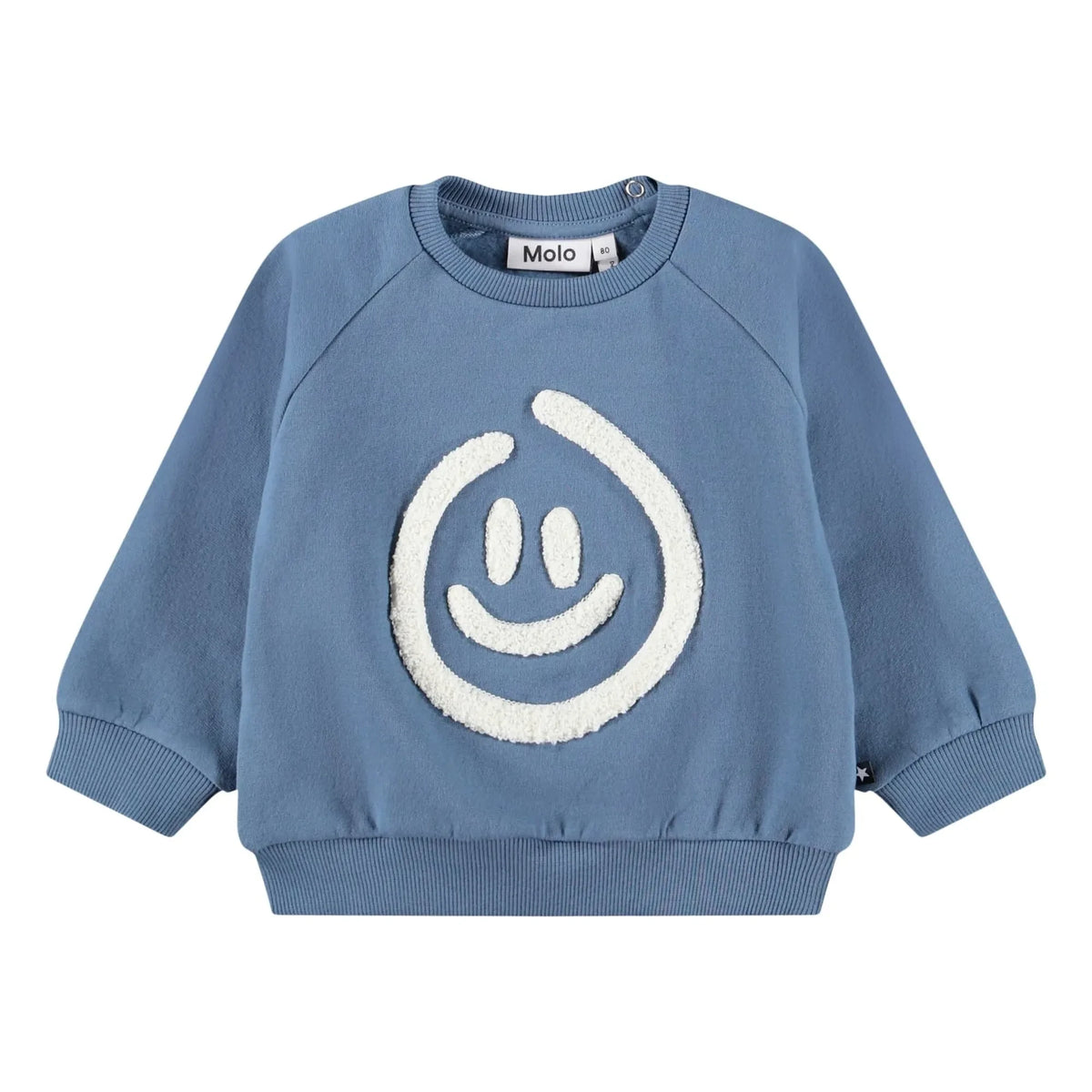 Molo - Disk Smiley Organic Cotton Sweater | Light Blue