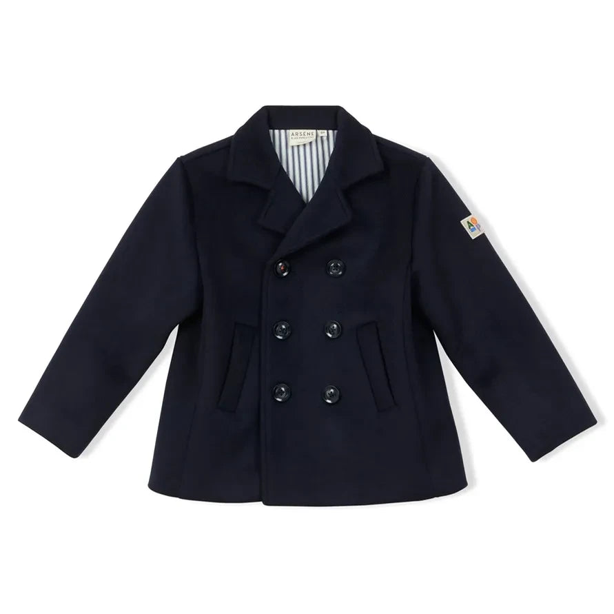 Arsène et Les Pipelettes - Wool Double-Breasted Coat | Navy