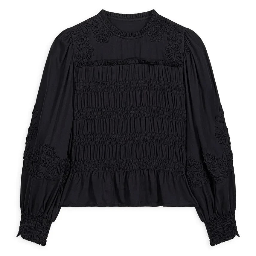 Louise Misha - Haydee Cotton Blouse | Black