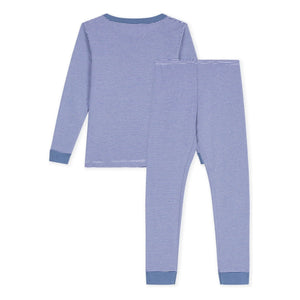Petit Bateau - Milleraies Organic Cotton Slim Fit Striped Pajama | Blue