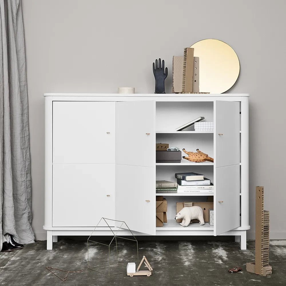 Oliver Furniture - Multi-Compartment 3-Door Birch Dresser | White