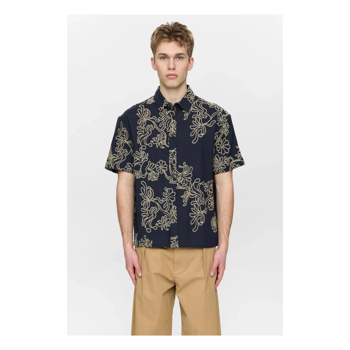 Anerkjendt - Akotto Embroidered Shirt | Dark Blue