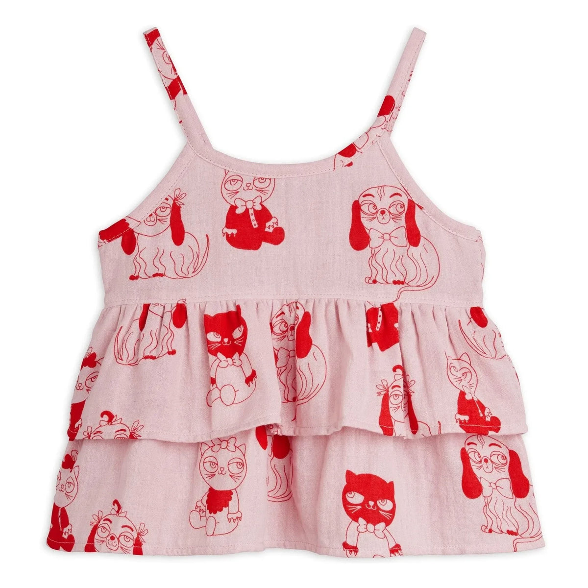 Mini Rodini - Organic Cotton Animal Print Ruffled Top | Pink