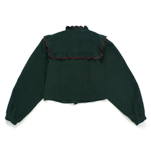 Maison Mangostan - Ribbed Velvet Vegetable Blouse | Green