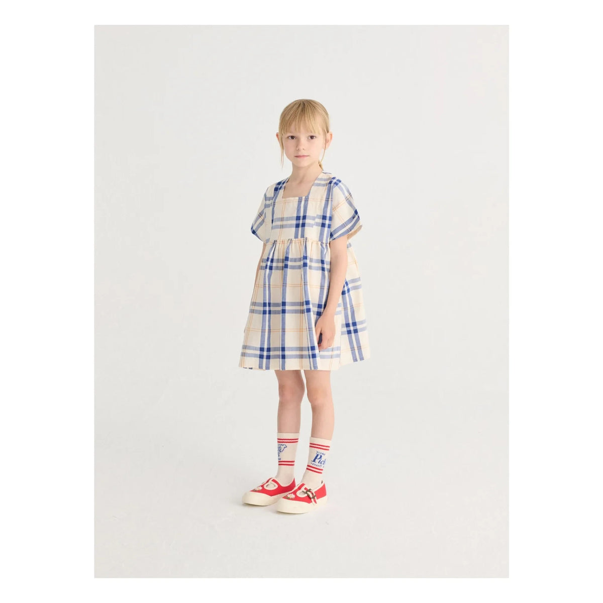 Bobo Choses - Tartan organic cotton dress | Off-white