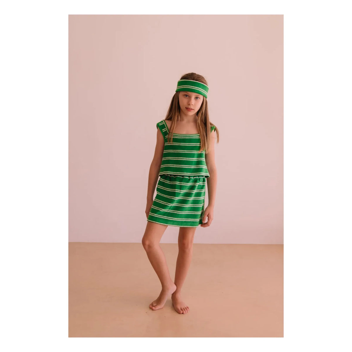 We Are Kids - Striped Organic Cotton Towel Marta Skirt | Green
