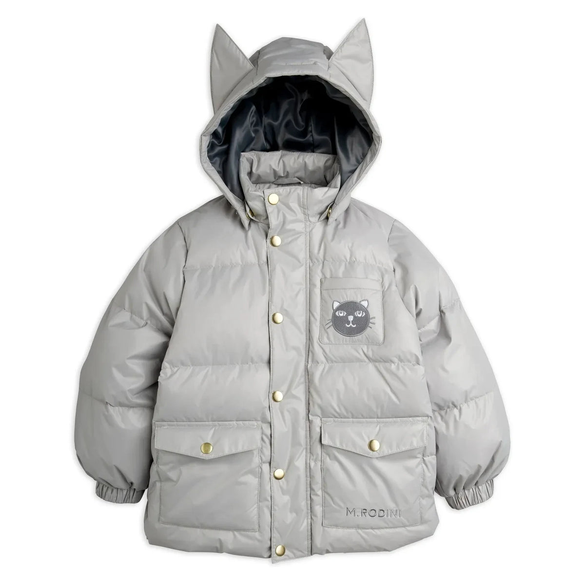Mini Rodini - Recycled Fiber Eared Padded Jacket | Gray
