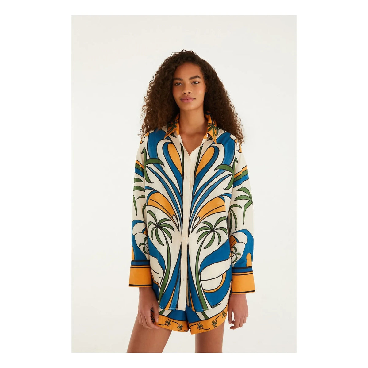Farm Rio - Tropical Patterned Cotton Shorts | Ecru