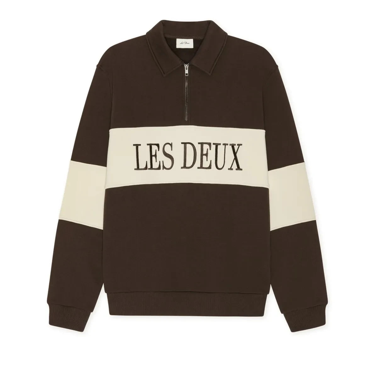 Les Deux - Rugby Zippered Polo Shirt | Brown
