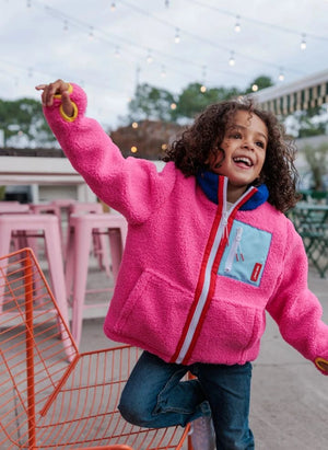Hello Hossy - Zippered Fleece Jacket | Fuchsia