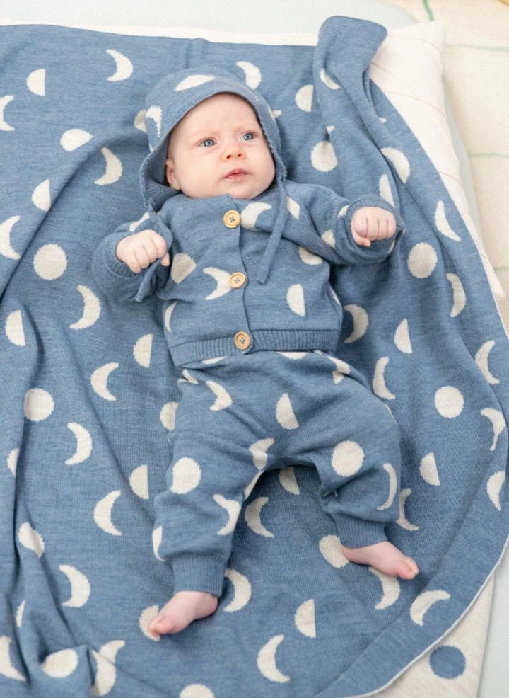 Bayiri - Moons Merino Wool Blanket | Blue