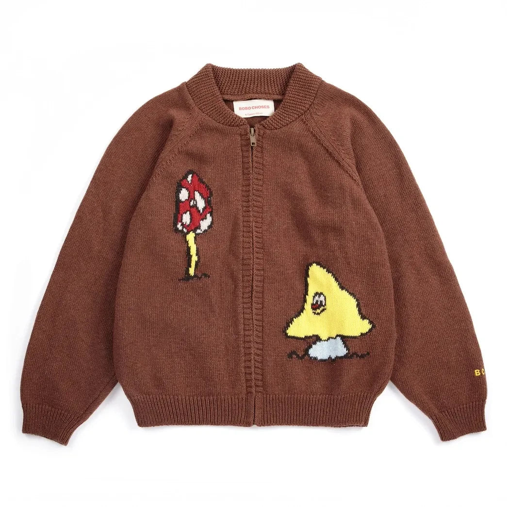 Bobo Choses - Mushroom Wool Zipper Vest | Brown