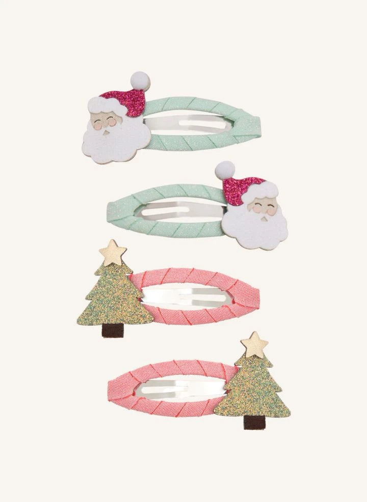 Mimi & Lula - Set of 4 Santa and Christmas Tree Ribbon Bows | Pink