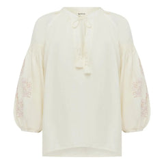 Boteh - Serenia Cotton Ruched Blouse | White