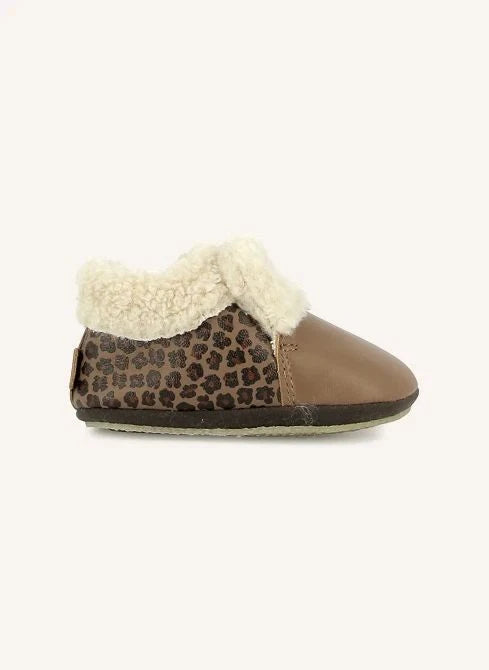 Bonton - Leopard Print Plush Slippers | Brown