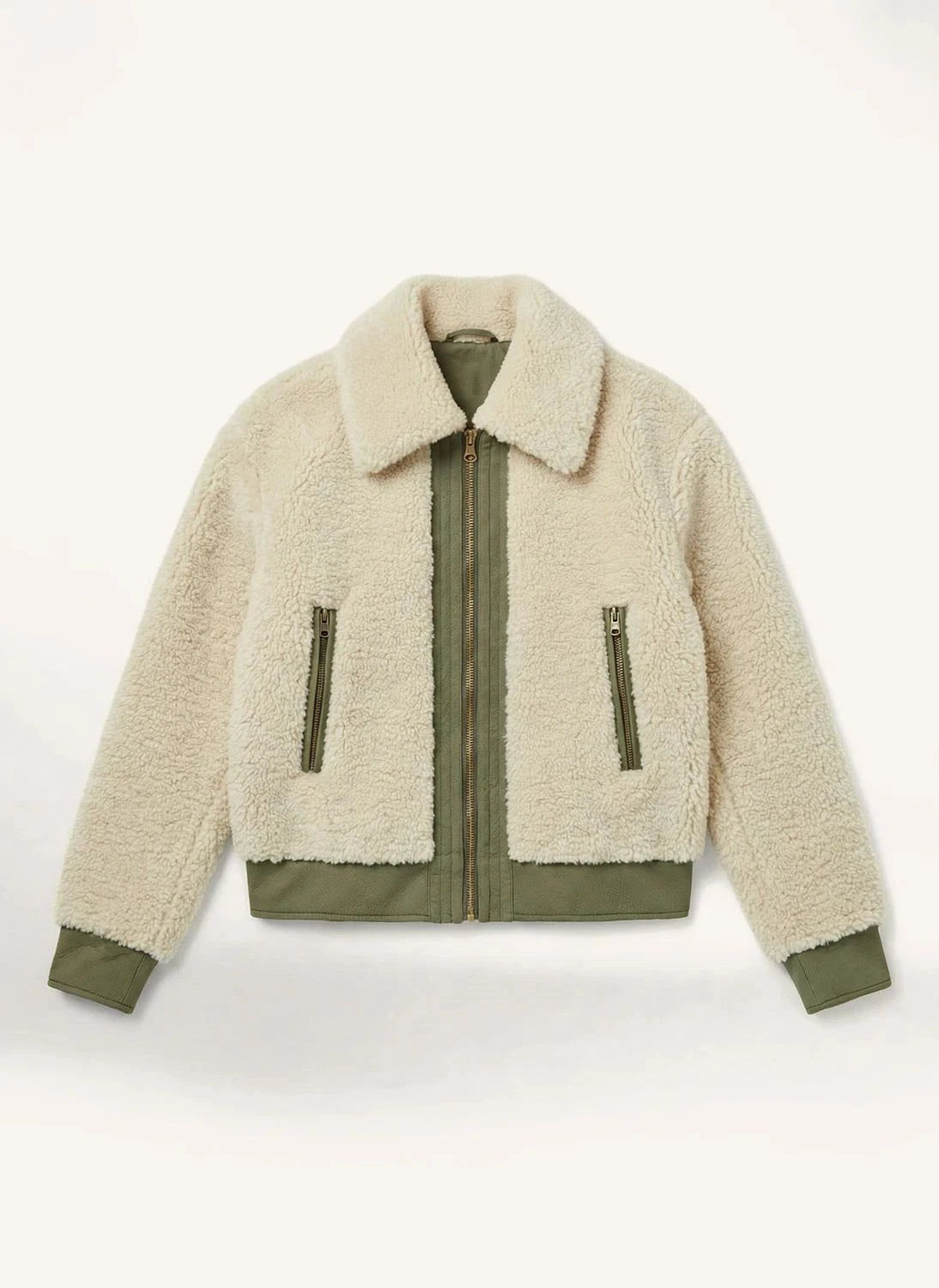 Leon & Harper - Vlora Shearling Bomber Jacket | Khaki