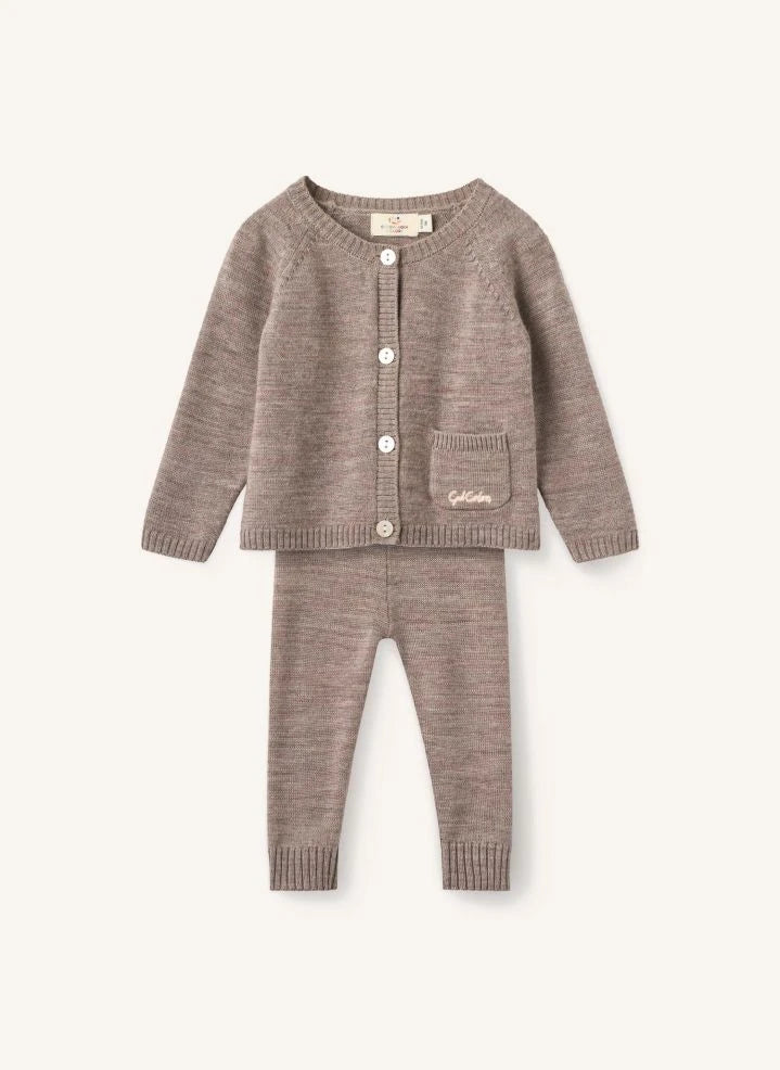 Copenhagen Colors - Merino Wool Cardigan and Leggings Set | Taupe Brown
