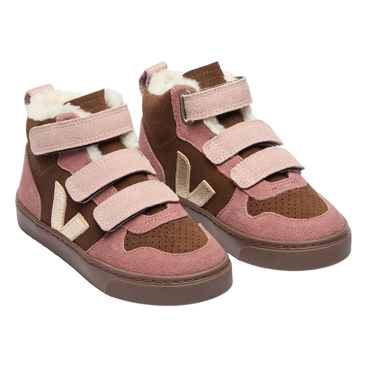 Veja - V-10 Mid Winter Suede Velcro Sneakers | Powder Pink