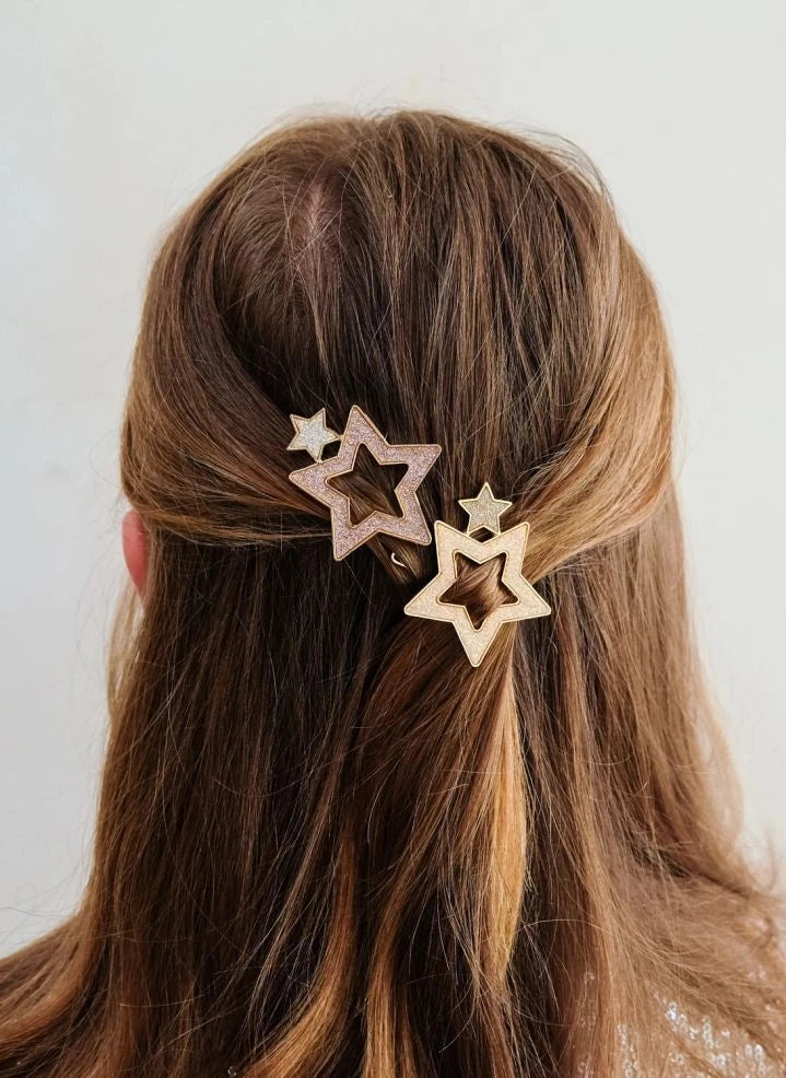 Mimi & Lula - Pack of 2 Glitter Star Clips | Pink