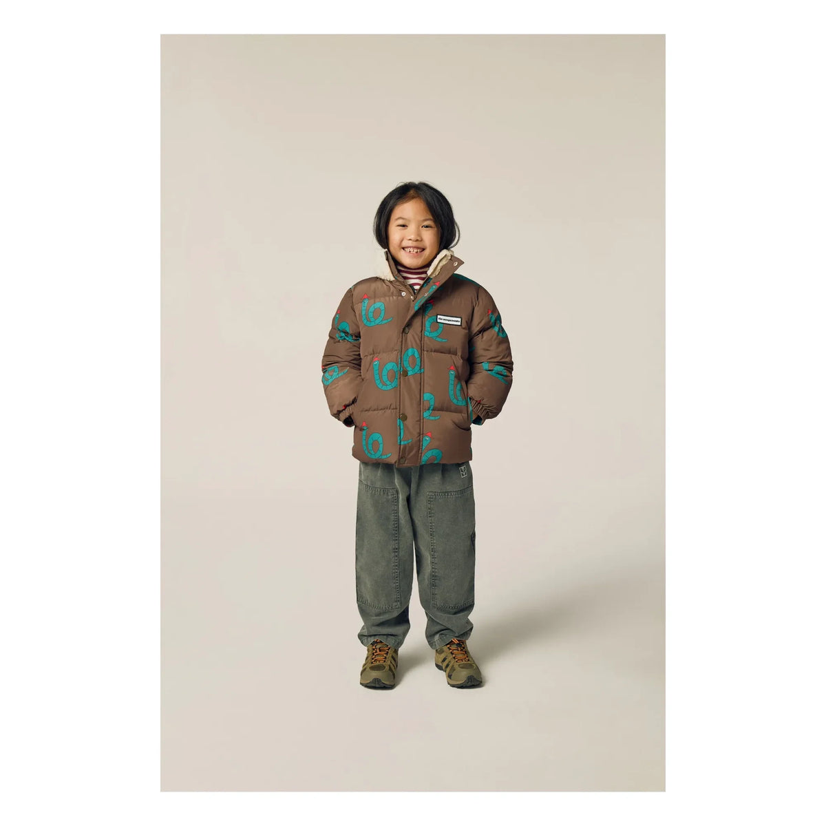 The Campamento - Snake Print Puffer Jacket | Brown