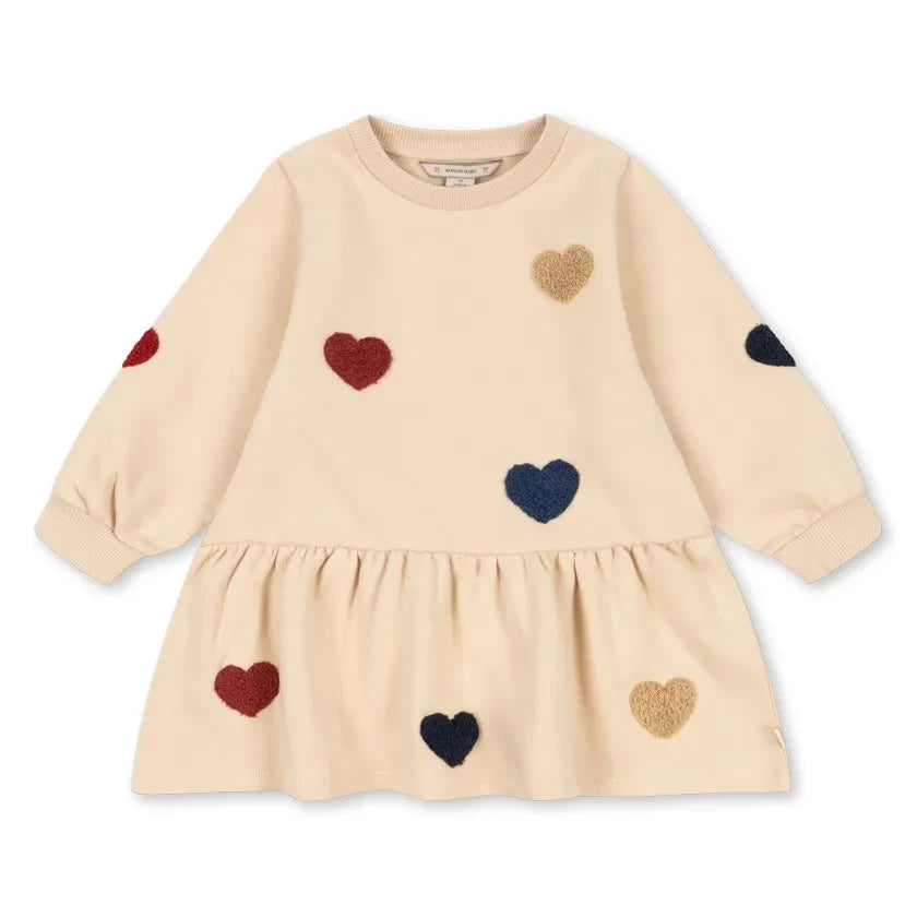 Konges Sløjd - Lou Hearts Organic Cotton Dress | Beige