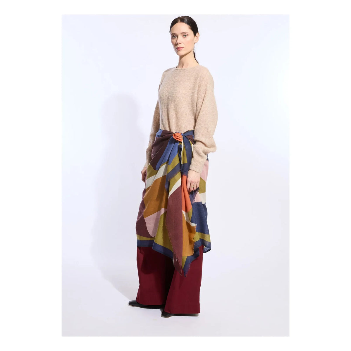 Mapoésie - Wool Ribbon Shawl | Khaki